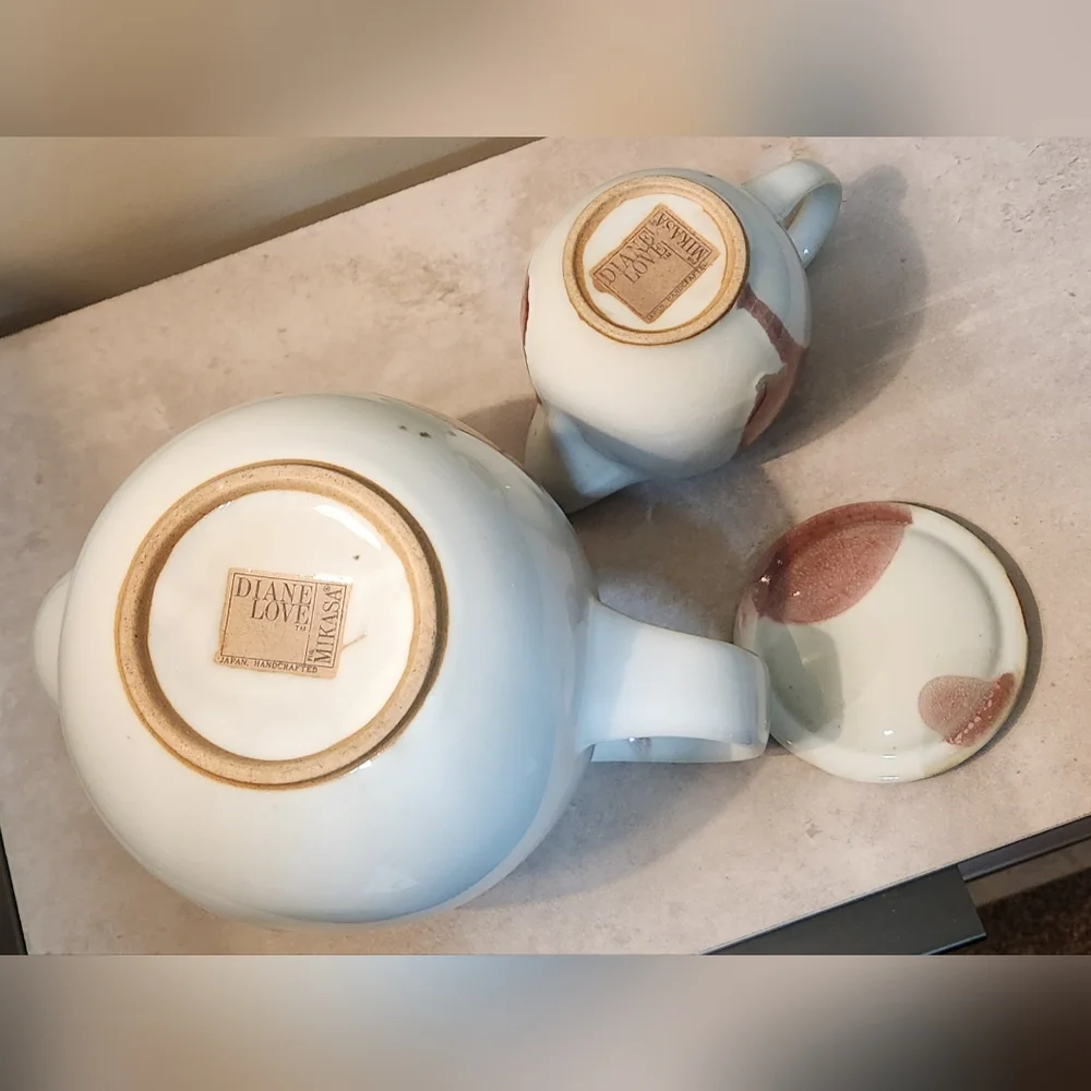 Vintage Diane Love Mikasa Tea Pot With Lid & Creamer Set Mid-Century RARE HTF